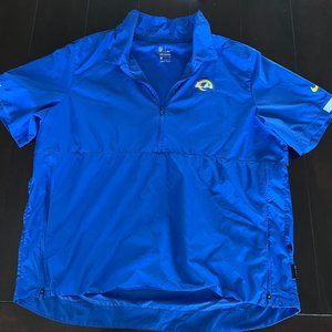 Nike On Field LA Rams Blue 1/4 Zip Short Sleeve Pullover Men Sz XL-Player Used?